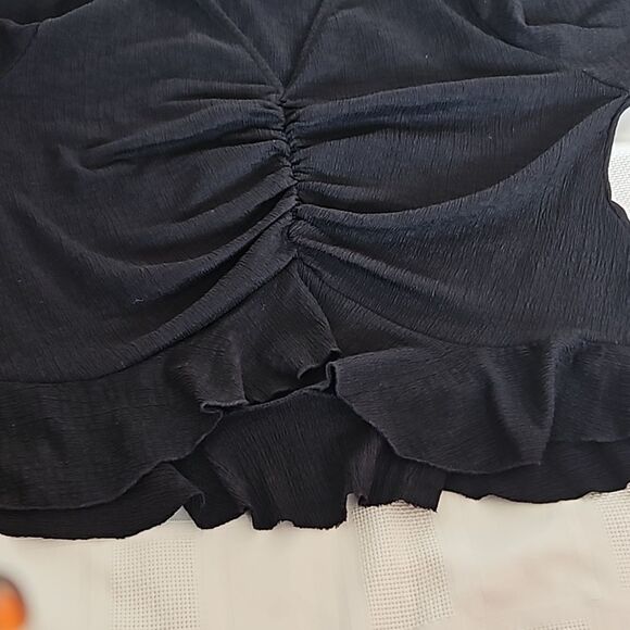 H&M Ruffled Long Sleeves Top Medium Black - Picture 13 of 16
